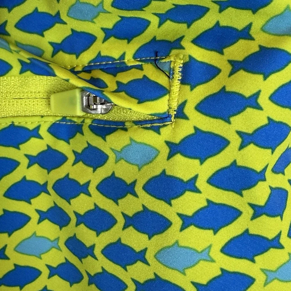 Berkley Jensen Swim Trunks Mens XL Shorts Green Blue Fish Pockets Beach Vaca